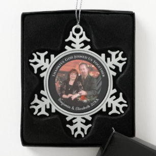 Christliche Paare Weihnachten Ein Foto Schwarz Schneeflocken Zinn-Ornament