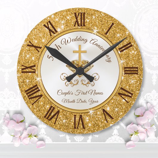 Christliche Personalisierte Geschenke zum Goldenen Große Wanduhr