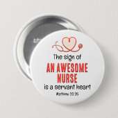 Christliche PHANTASTISCHE NURSE SERVANT HERZ indiv Button (Vorne & Hinten)