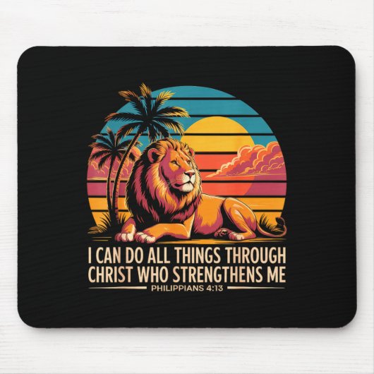 Christliche Philipans 4 13 Religiöser Löwe Stärke Mousepad (Vorne)