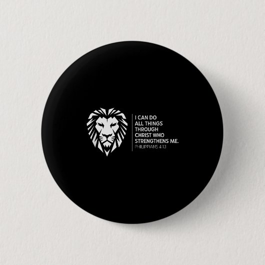 Christliche Philipper 4_13 Religiöser Löwe Stärke Button (Vorderseite)
