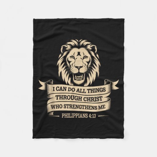Christliche Philipper 4_13 Religiöser Löwe Stärke Fleecedecke (Vorderseite)