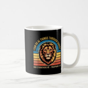 Christliche Philipper 4_13 Religiöser Löwe Stärke Kaffeetasse