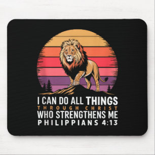 Christliche Philipper 4_13 Religiöser Löwe Stärke Mousepad