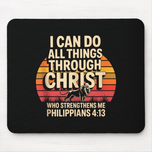Christliche Philipper 4_13 Religiöser Löwe Stärke Mousepad (Vorne)