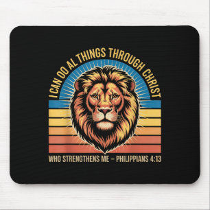 Christliche Philipper 4_13 Religiöser Löwe Stärke Mousepad