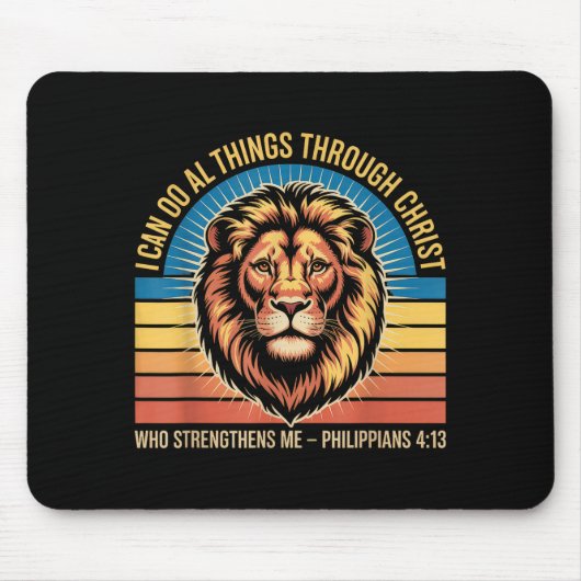 Christliche Philipper 4_13 Religiöser Löwe Stärke Mousepad (Vorne)