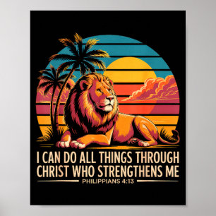 Christliche Philipper 4 13 Religiöser Löwe Stärke Poster