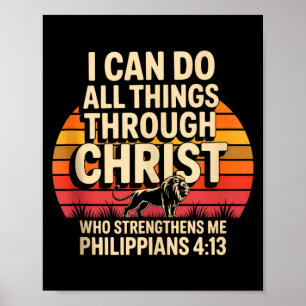 Christliche Philipper 4_13 Religiöser Löwe Stärke Poster