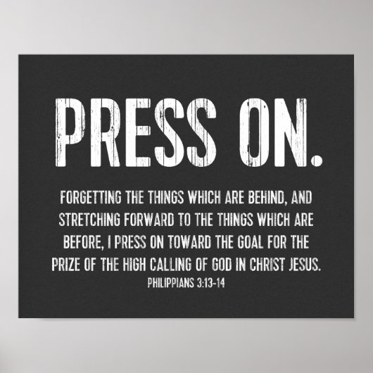 Christliche Plakatbibel, Philippinen 3:13-14 Poster (Vorne)