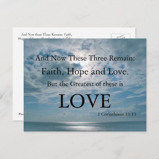 Christliche Postkarte, Glaube, Hoffnung, Liebe - R Postkarte (Vorne/Hinten)