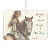 Christliche Prinzessin bei Horseback Air Freshener Autolufterfrischer (Vorderseite)