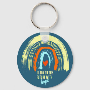 CHRISTLICHE QUOTE RETRO BOHO RAINBOW RUNDE SCHLÜSSELANHÄNGER