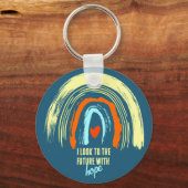 CHRISTLICHE QUOTE RETRO BOHO RAINBOW RUNDE SCHLÜSSELANHÄNGER (Vorderseite)