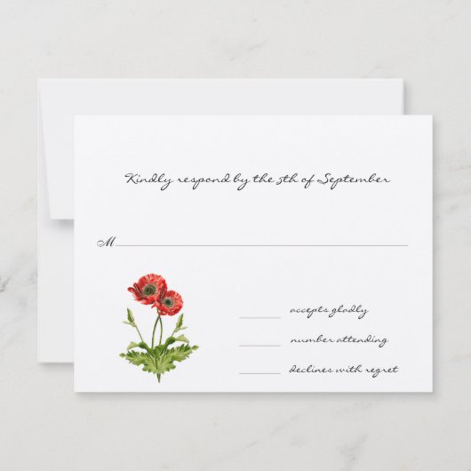 Christliche Red Poppies zwei sind besser Hochzeit RSVP Karte (Rückseite)