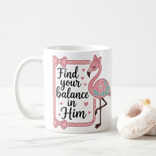Christliche religiöse Glaubensbibel Verse Flamingo Kaffeetasse (Mit Donut)