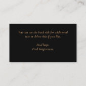 Christliche religiöse Klasse Tan auf schwarzem Pas Visitenkarte (Rückseite)