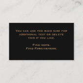 Christliche religiöse Klasse Tan auf schwarzem Pas Visitenkarte (Rückseite)