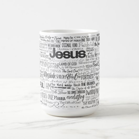 Christliche religiöse Namen Gottes Schwarz-weiß Kaffeetasse (Mittel)