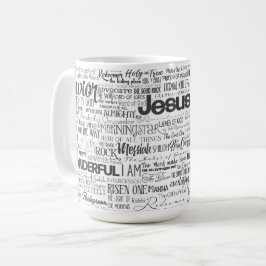 Christliche religiöse Namen Gottes Schwarz-weiß Kaffeetasse