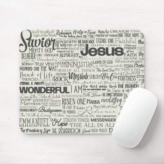 Christliche religiöse Namen Gottes Texttypografie Mousepad (Mit Mouse)