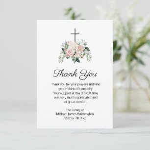 Christliche religiöse rosa Blumen-Trauer-Dankeskar Dankeskarte