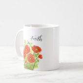 Christliche Religiöse Rote Pfoten Aquarellblume Kaffeetasse (Vorderseite Links)