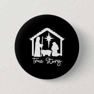 Christliche religiöse Weihnachts-Krippenszene True Button