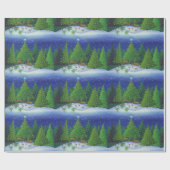 Christliche Rentiere Holztiere Pinienbäume Geschenkpapier (Flach)