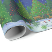 Christliche Rentiere Holztiere Pinienbäume Geschenkpapier (Rolleneckpunkt)