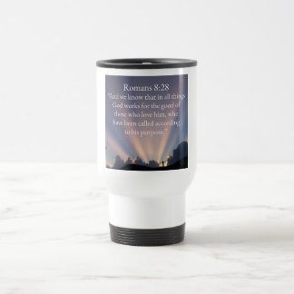 Christliche Römer 8:28 Bibelvers-Reisetasse Reisebecher