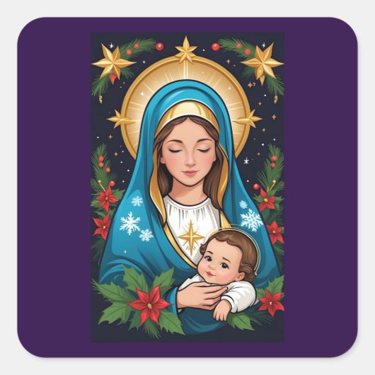 Christliche römisch-katholische Jungfrau Mary Weih Quadratischer Aufkleber (Vorderseite)
