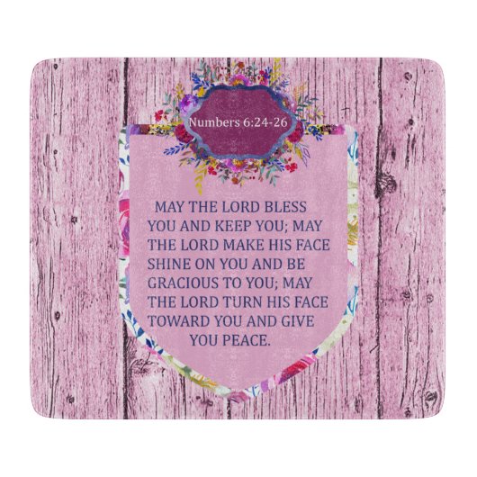 Christliche Rosa Blütenbibel Schneidebrett (Vorderseite)