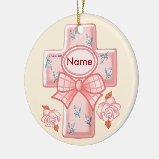 Christliche Rosa Bow Cross Ornament (Links)
