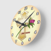 Christliche Rose Kreuzung Runde Wanduhr (Winkel)
