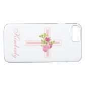 Christliche Rosenrosen Mit Monogramm Case-Mate iPhone Hülle (Rückseite (Horizontal))
