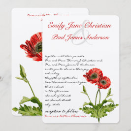 Christliche Rote Mohn Blume Einladung Hochzeit