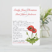 Christliche Rote Mohn Blume Einladung Hochzeit (Stehend Vorderseite)