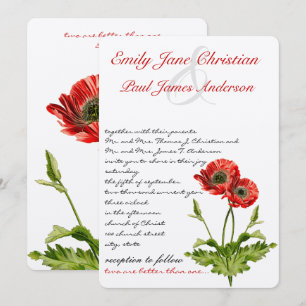 Christliche rote Mohnblumen-Hochzeitseinladung Einladung