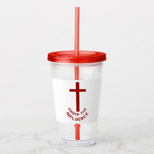 Christliche Rotkreuz-Typografie und Bibelverse Acryltrinkbecher