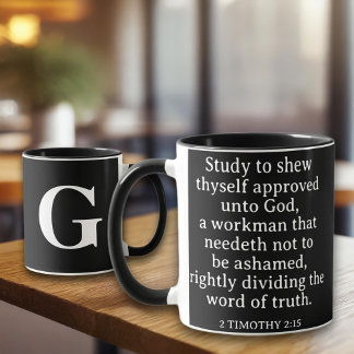Christliche Schrift 2 Timothy 2:15 KJV Monogramm Tasse