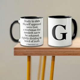 Christliche Schrift 2 Timothy 2:15 Monogramm Tasse