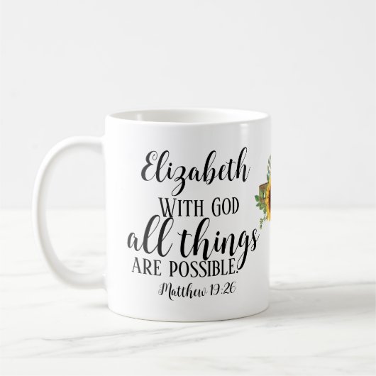 Christliche Schrift Alle Dinge sind möglich Kaffeetasse (Links)