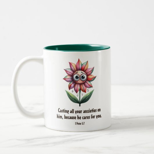 Christliche Schrift Angst Niedliche Blume Zweifarbige Tasse (Links)