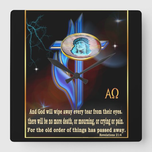 Christliche Schrift Quadratische Wanduhr (Vorderseite)