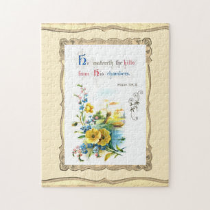 Christliche Schrift und hübsche Blumen Puzzle