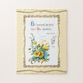 Christliche Schrift und hübsche Blumen Puzzle