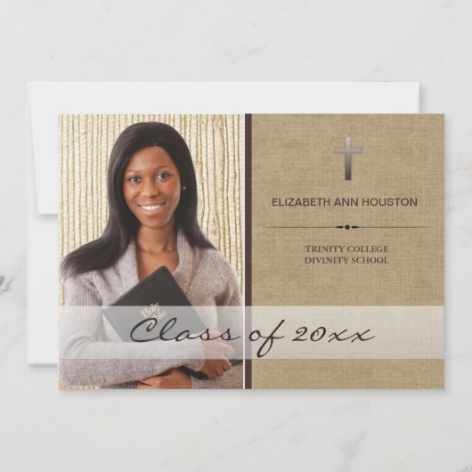 Christliche SchulAbschluss-Foto-Mitteilung Einladung (Vorderseite)