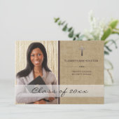 Christliche SchulAbschluss-Foto-Mitteilung Einladung (Stehend Vorderseite)