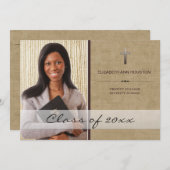 Christliche SchulAbschluss-Foto-Mitteilung Einladung (Vorne/Hinten)